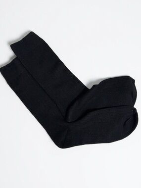 Madewell Unisex Loafer Trouser Crew Socks Black Ribbed OSFM